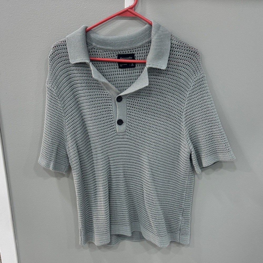 Abercrombie & Fitch Seafoam Green Knit Polo Sweater